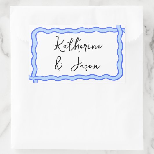 遊び心のあるウェーブレトロサンクスギフト 長方形シール (バッグ)