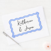 遊び心のあるウェーブレトロ グルーヴィー サンクス ギフト 長方形シール (封筒)