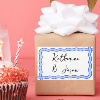 遊び心のあるウェーブレトロ グルーヴィー サンクス ギフト 長方形シール