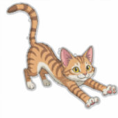 遊び心のあるオレンジの子猫のキャラクター シール (正面)
