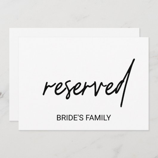 遊び心のあるカリグラフィー予約サイン (正面/裏面)