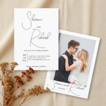 遊び心のあるカリグラフィー　黒白写真　ウェディング