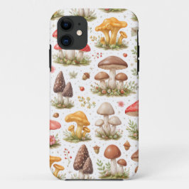 遊び心のあるキノコのパターン - ヴィンテージ植物画 iPhone 11 ケース