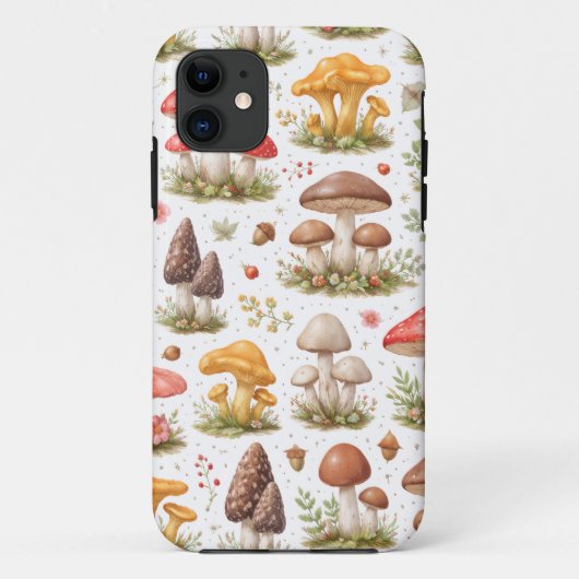 遊び心のあるキノコのパターン - ヴィンテージ植物画 Case-Mate iPhoneケース (裏面)