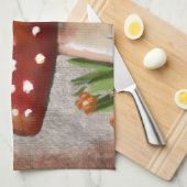 遊び心のあるキノコ&菌類のモチーフ - 自然からインスパイアされた キッチンタオル (四つ折り)