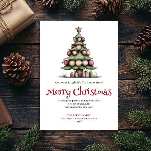遊び心のあるクリスマスツリーのグリーティングカード シーズンカード