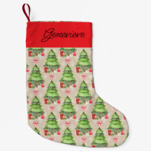 遊び心のあるクリスマスツリー、赤いリボンとプレゼント S