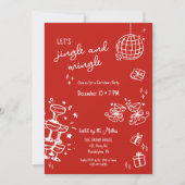 遊び心のあるクリスマスパーティーのジングル＆ミングル 案内状 (正面)