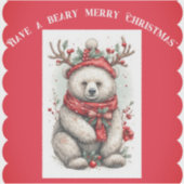 遊び心のあるクリスマスベアの名言 面白い ユーモラス かわいい シール (正面)