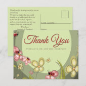 遊び心のあるグリーンとテントウムシの感謝 ポストカード (正面/裏面)