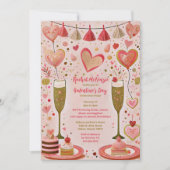 遊び心のあるゴールドとレッドのガレンタインズデーパーティー 招待状 (正面)