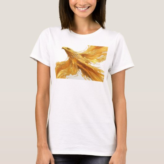 遊び心のあるゴールドの抽象的なイーグルアートコラージュ Tシャツ (正面)