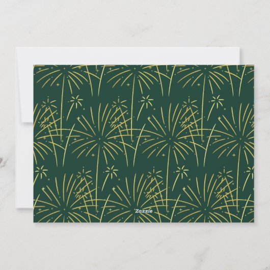 遊び心のあるゴールドの花火で楽しい新年を祝う写真カード シーズンカード (裏面)