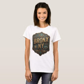 遊び心のあるゴールド BRONX NY ステートメントTシャツ Tシャツ (正面フル)