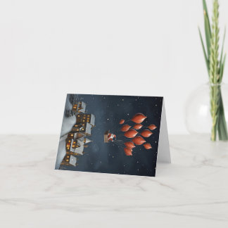 遊び心のあるサンタのホリデーカード（中身が白紙） シーズンカード