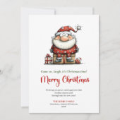 遊び心のあるサンタのミニマリストクリスマスグリーティング シーズンカード (正面)