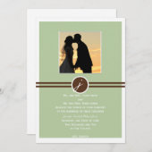 遊び心のあるサージ ブラウンの結婚式招待状のモノグラム 招待状 (正面/裏面)