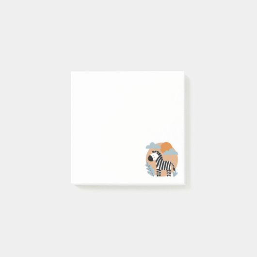 遊び心のあるシマウマのスカンジナビア風イラスト ポストイット (正面)