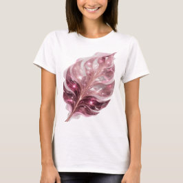 遊び心のあるシルバーGEMSTONE LEAFプリント Tシャツ