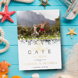 遊び心のあるシンプルなエレガントな写真おもしろいカップル 箔招待状