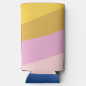 遊び心のあるストライプ 青 黄色 カスタム ブライダルシャワー スリム缶クーラー (裏面)