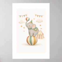 遊び心のあるゾウのボール ポスター