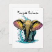 遊び心のあるゾウ サンキューカード (正面/裏面)