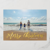 遊び心のあるタイポグラフィーフォイル ホリデー フォト カード (正面)