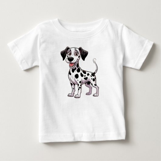 遊び心のあるダルメシアン+パピー ベビーTシャツ (正面)