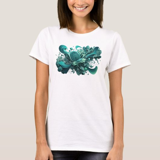 遊び心のあるティール抽象芸術ステートメントTシャツ Tシャツ (正面)