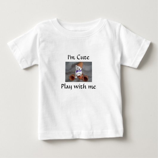 遊び心のあるテディベア ベビーTシャツ (正面)
