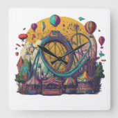 遊び心のあるテーマパーク スクエア壁時計 (正面)