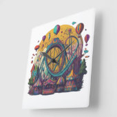 遊び心のあるテーマパーク スクエア壁時計 (傾斜)