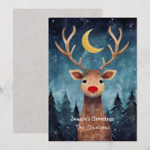 遊び心のあるトナカイのホリデーカード シーズンカード (正面/裏面)