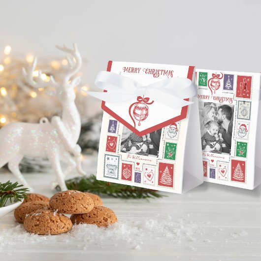 遊び心のあるノスタルジアレトロスタンプクリスマス写真 フェイバーボックス