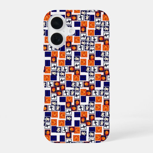 遊び心のあるハロウィーン柄 iPhone 16ケース (裏面)