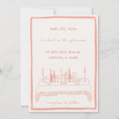 遊び心のあるバラ色の Save The Date 招待状 (裏面)