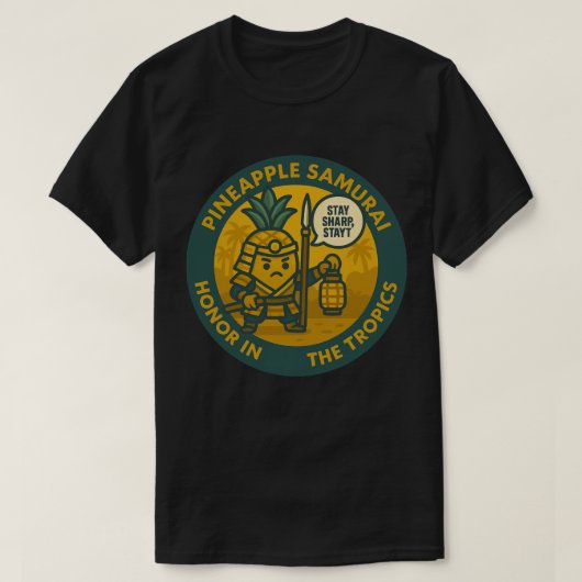 遊び心のあるパイナップルサムライ武術 Tシャツ (デザイン正面)