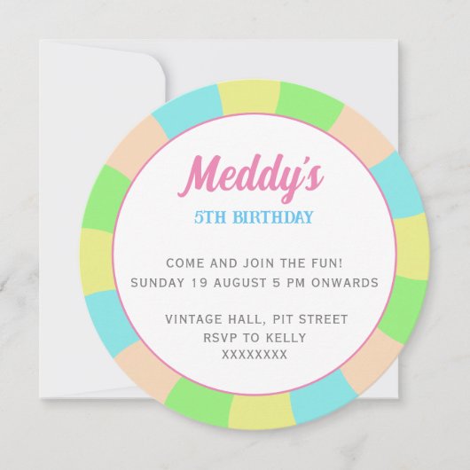 遊び心のあるパステルレトロ子供のカスタム写真 招待状 (正面)