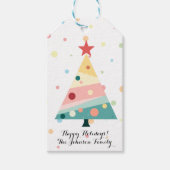 遊び心のあるパステル水玉クリスマスホリデー ギフトタグ (正面)