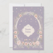 遊び心のあるパープルとブッシュピンクの花柄招待状 招待状 (正面)