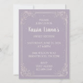 遊び心のあるパープルとブッシュピンクの花柄招待状 招待状 (裏面)