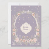 遊び心のあるパープルとブッシュピンクの花柄招待状 招待状 (正面)