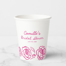 遊び心のあるピンクの花のブライダルシャワー 紙コップ