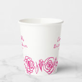 遊び心のあるピンクの花のプリンセスシャワー 紙コップ (左)