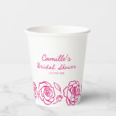 遊び心のあるピンクの花のプリンセスシャワー 紙コップ (正面)