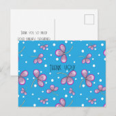 遊び心のあるピンクの花の感謝のポストカード ポストカード (正面/裏面)