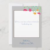 遊び心のあるピンクの花の感謝カード サンキューカード (裏面)