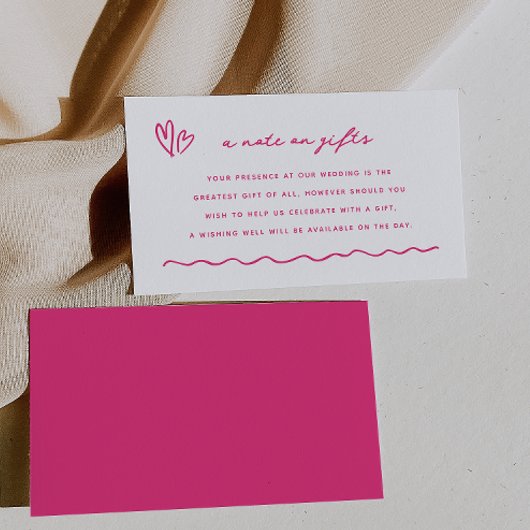 遊び心のあるピンクの落書き  ギフトについてのメモ エンクロージャーカード