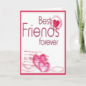 遊び心のあるピンクの赤い友情のハートバレンタイン シーズンカード (正面)